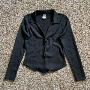 SMALL black button down blouse